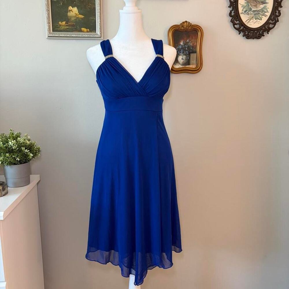 Vintage Y2K Royal Blue Chiffon Layer Cocktail Dress